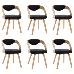 vidaXL Dining Chairs 6 pcs Black Bentwood and Faux Leather