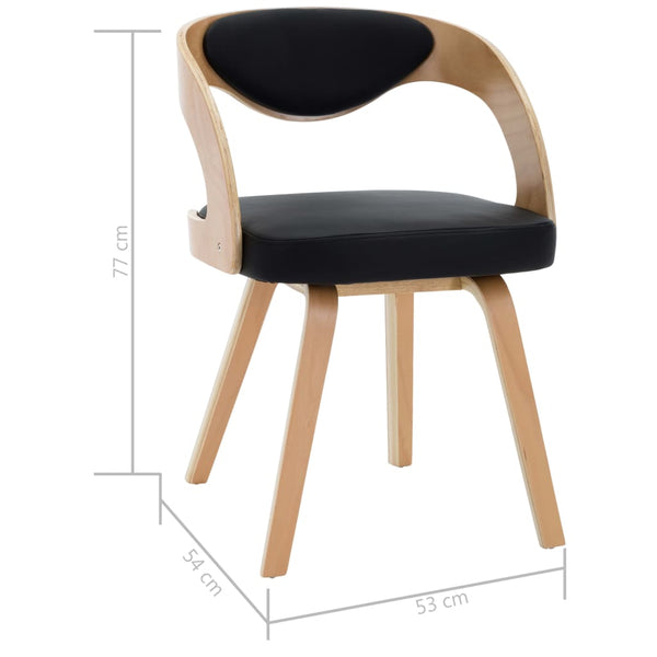vidaXL Dining Chairs 6 pcs Black Bentwood and Faux Leather