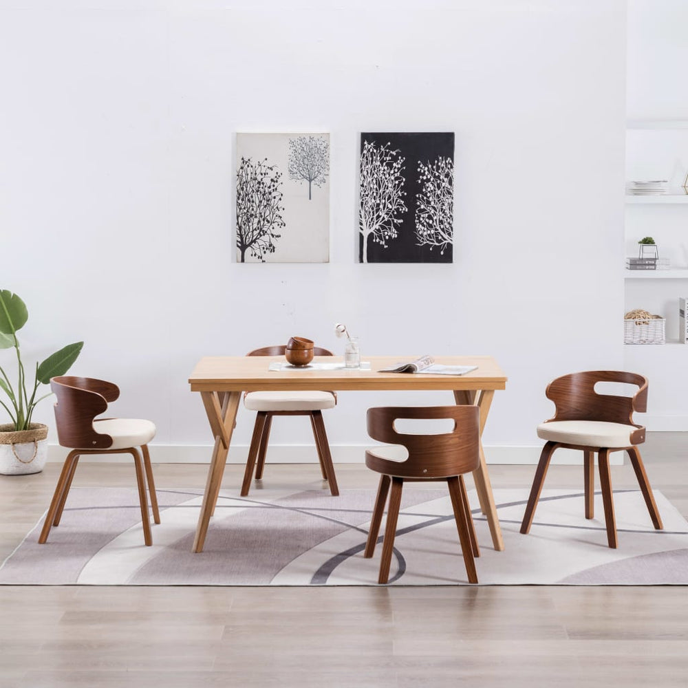 vidaXL Dining Chairs 4 pcs Cream Bentwood and Artificial Leather