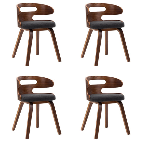 vidaXL Dining Chairs 4 pcs Dark Gray Bentwood and Fabric