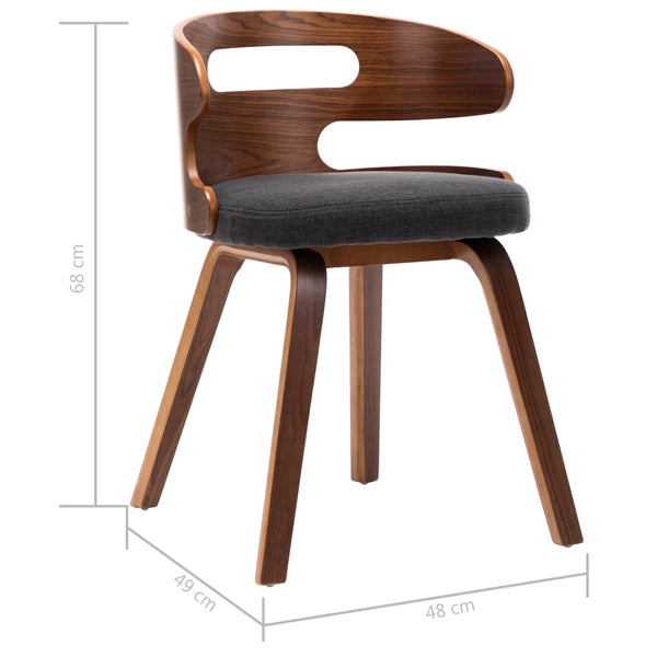 vidaXL Dining Chairs 4 pcs Dark Gray Bentwood and Fabric