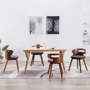 vidaXL Dining Chairs 4 pcs Dark Gray Bentwood and Fabric