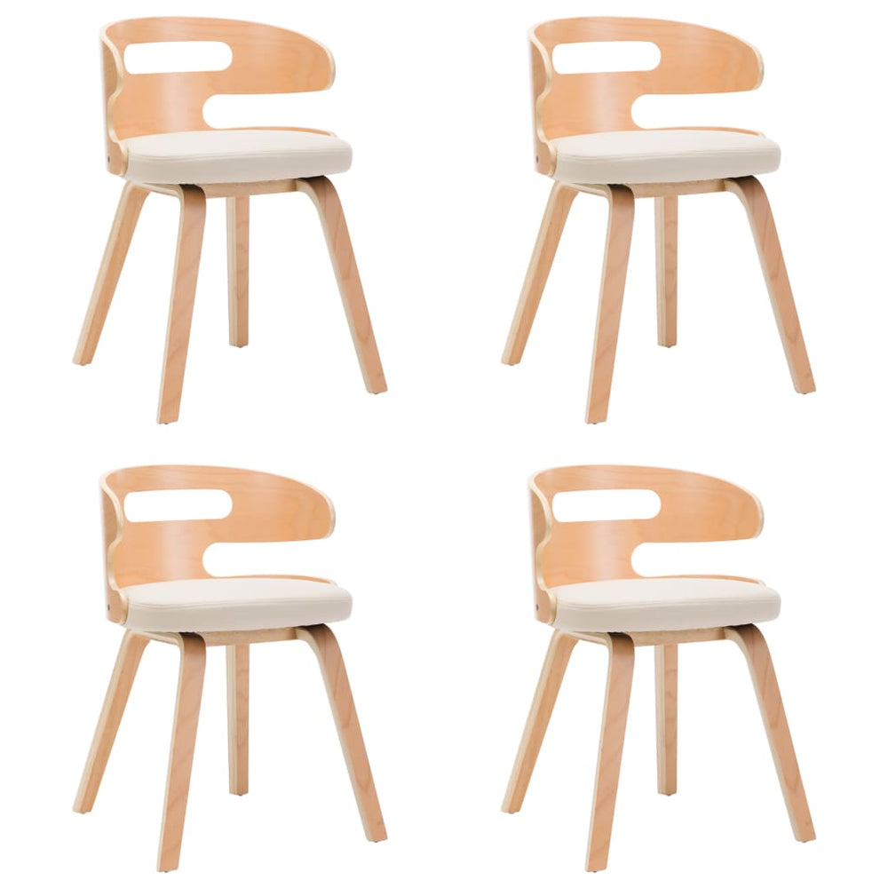 vidaXL Dining Chairs 4 pcs Cream Bentwood and Artificial Leather
