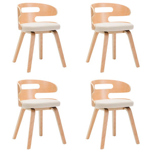 vidaXL Dining Chairs 4 pcs Cream Bentwood and Artificial Leather
