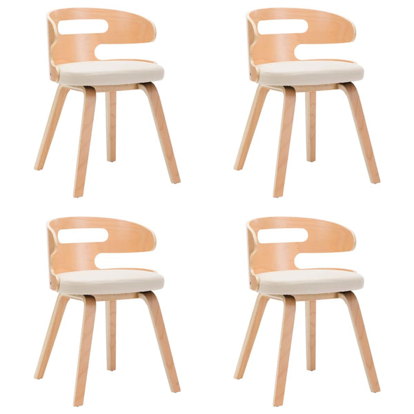 vidaXL Dining Chairs 4 pcs Cream Bentwood and Artificial Leather