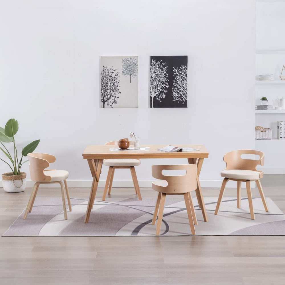 vidaXL Dining Chairs 4 pcs Cream Bentwood and Artificial Leather