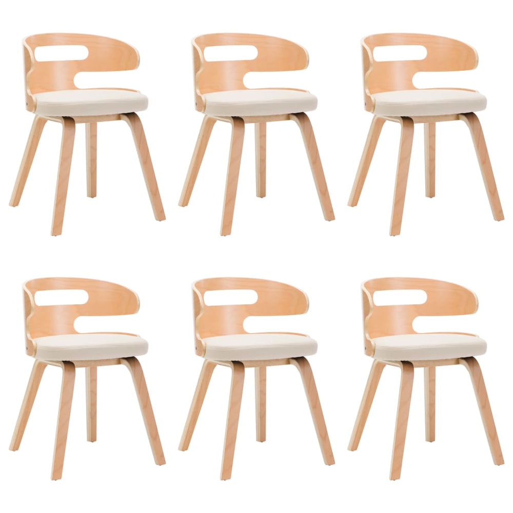 vidaXL Dining Chairs 6 pcs Cream Bentwood and Faux Leather