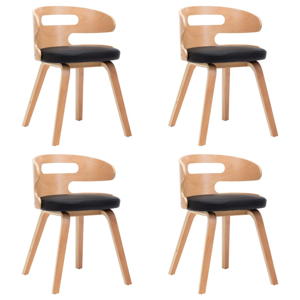vidaXL Dining Chairs 4 pcs Black Bentwood and Faux Leather
