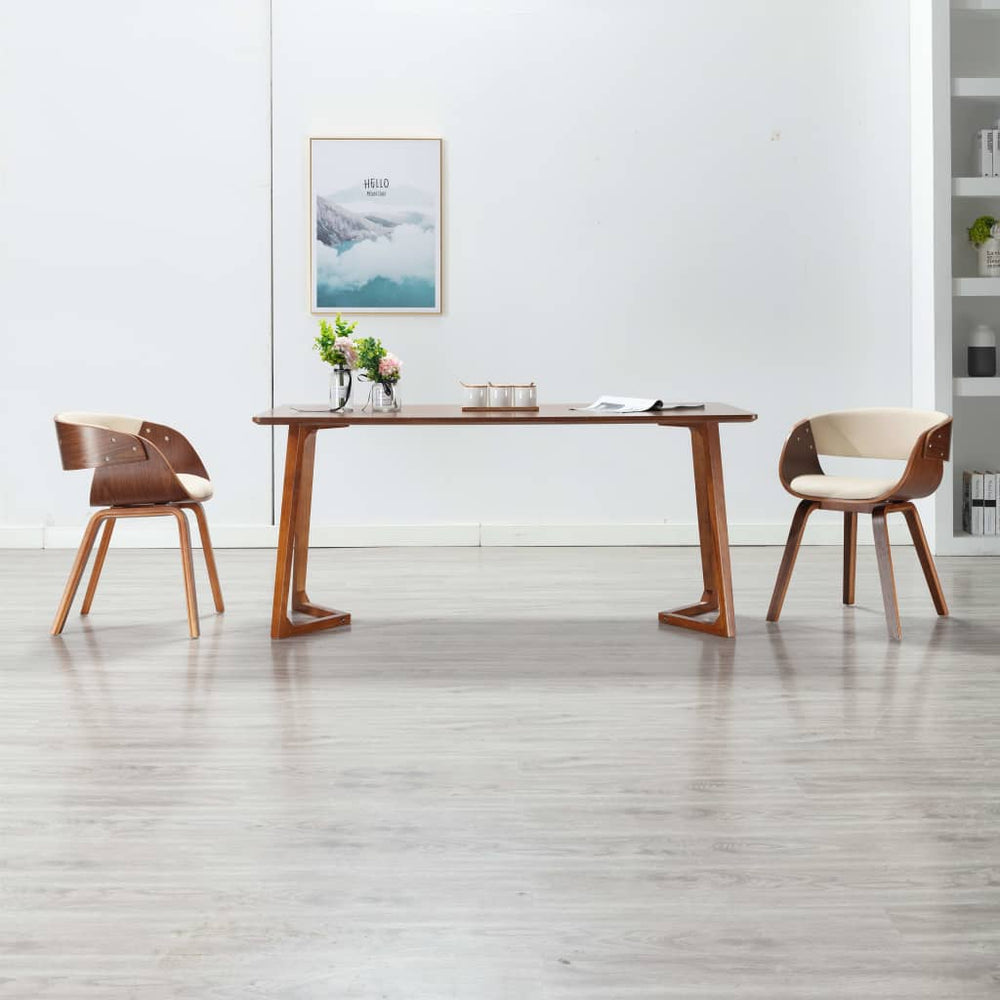vidaXL Dining Chairs 2 pcs Cream Bentwood and Faux Leather