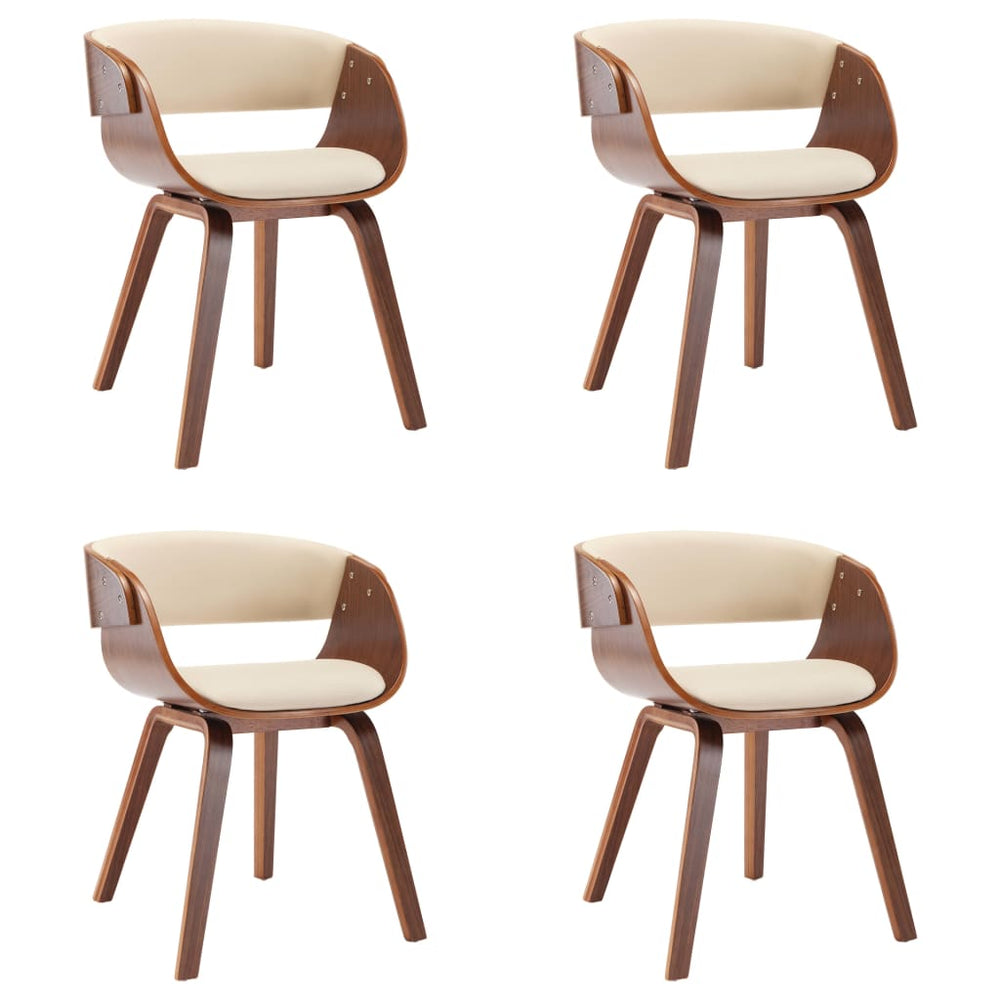 vidaXL Dining Chairs 4 pcs Cream Bentwood and Artificial Leather
