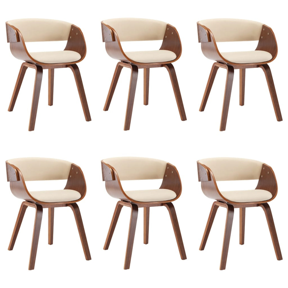 vidaXL Dining Chairs 6 pcs Cream Bentwood and Faux Leather