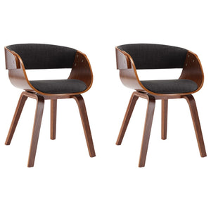 vidaXL Dining Chairs 2 pcs. Grey Bentwood and Fabric