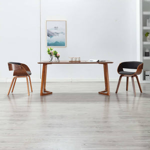 vidaXL Dining Chairs 2 pcs. Grey Bentwood and Fabric