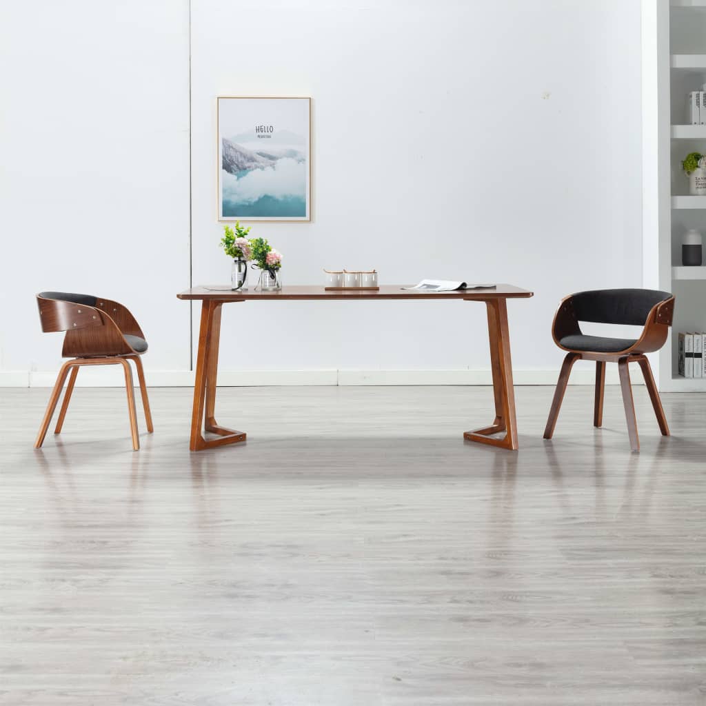 vidaXL Dining Chairs 2 pcs. Grey Bentwood and Fabric