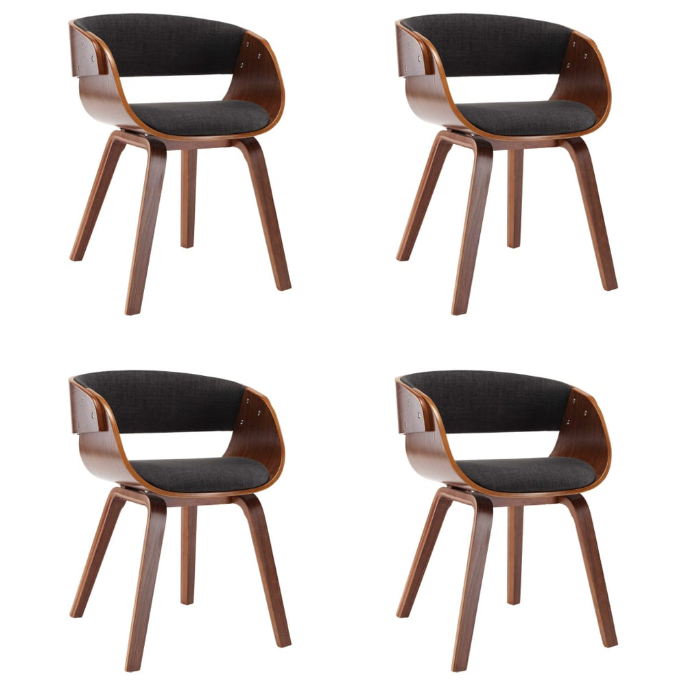 vidaXL Dining Chairs 4 pcs Grey Bentwood and Fabric