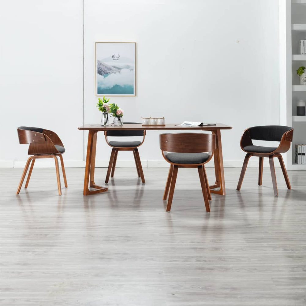 vidaXL Dining Chairs 4 pcs Grey Bentwood and Fabric