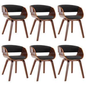 vidaXL Dining Chairs 6 pcs Grey Bentwood and Fabric