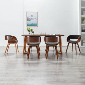 vidaXL Dining Chairs 6 pcs Grey Bentwood and Fabric