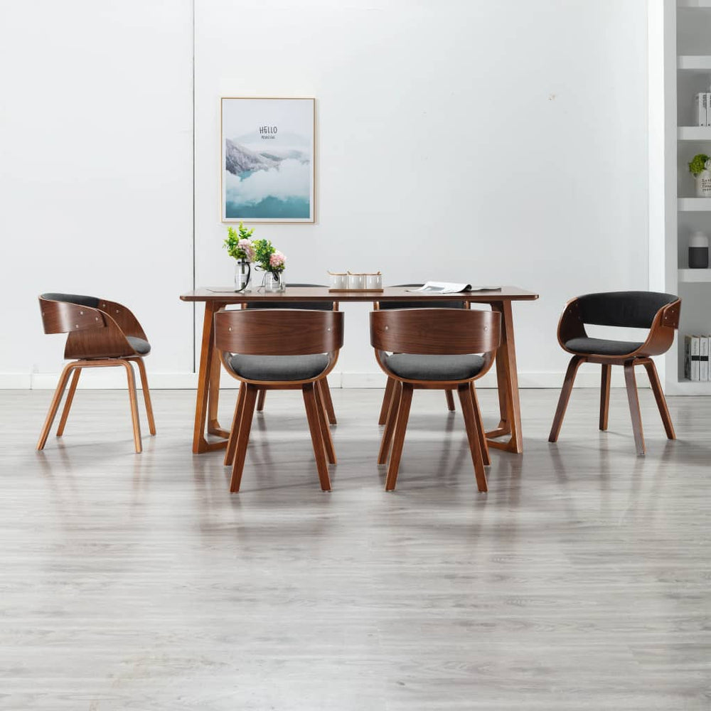 vidaXL Dining Chairs 6 pcs Grey Bentwood and Fabric