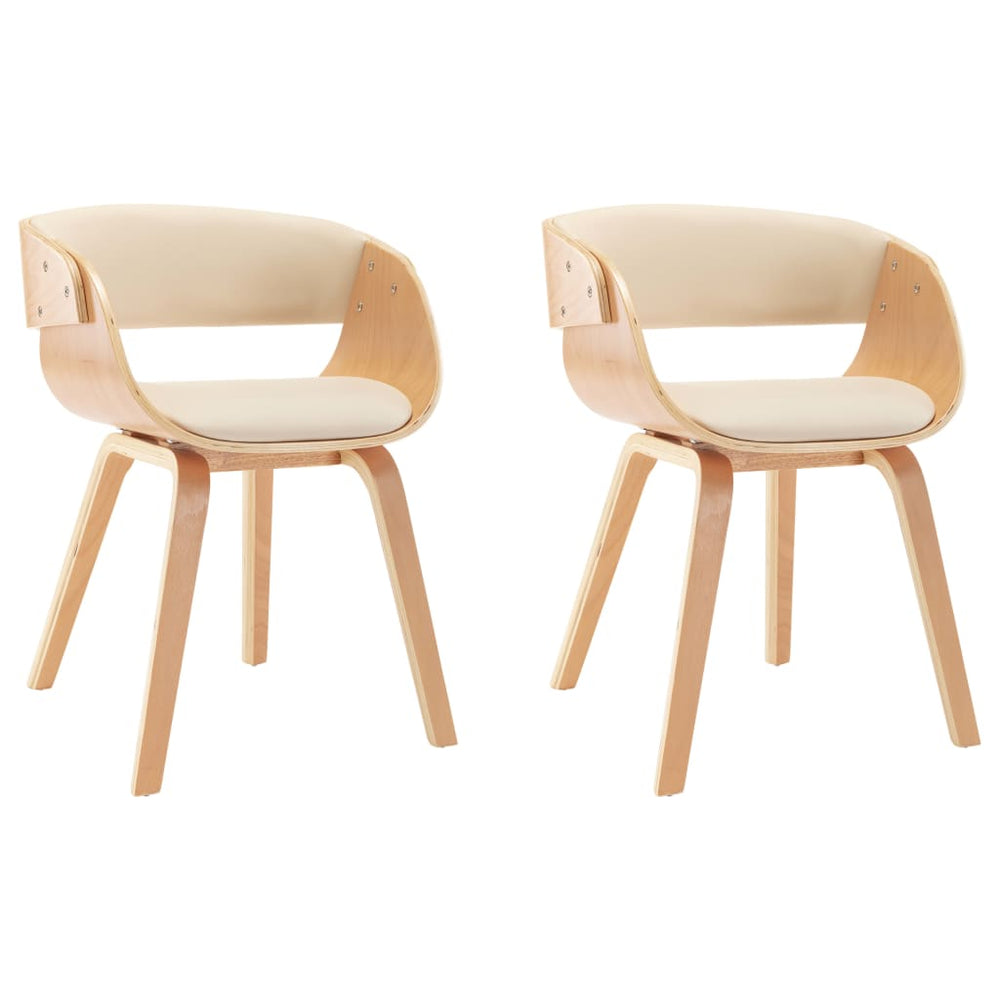 vidaXL Dining Chairs 2 pcs Cream Bentwood and Faux Leather