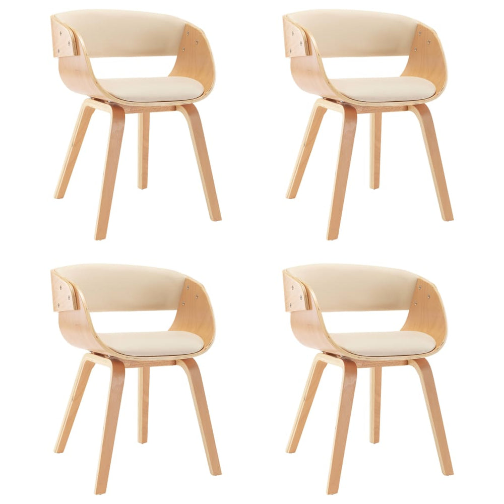 vidaXL Dining Chairs 4 pcs Cream Bentwood and Artificial Leather