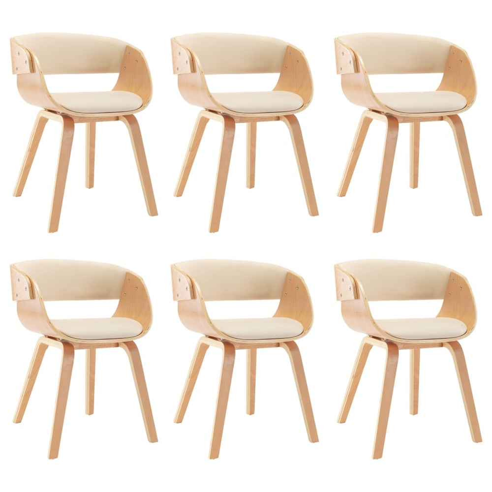 vidaXL Dining Chairs 6 pcs Cream Bentwood and Faux Leather