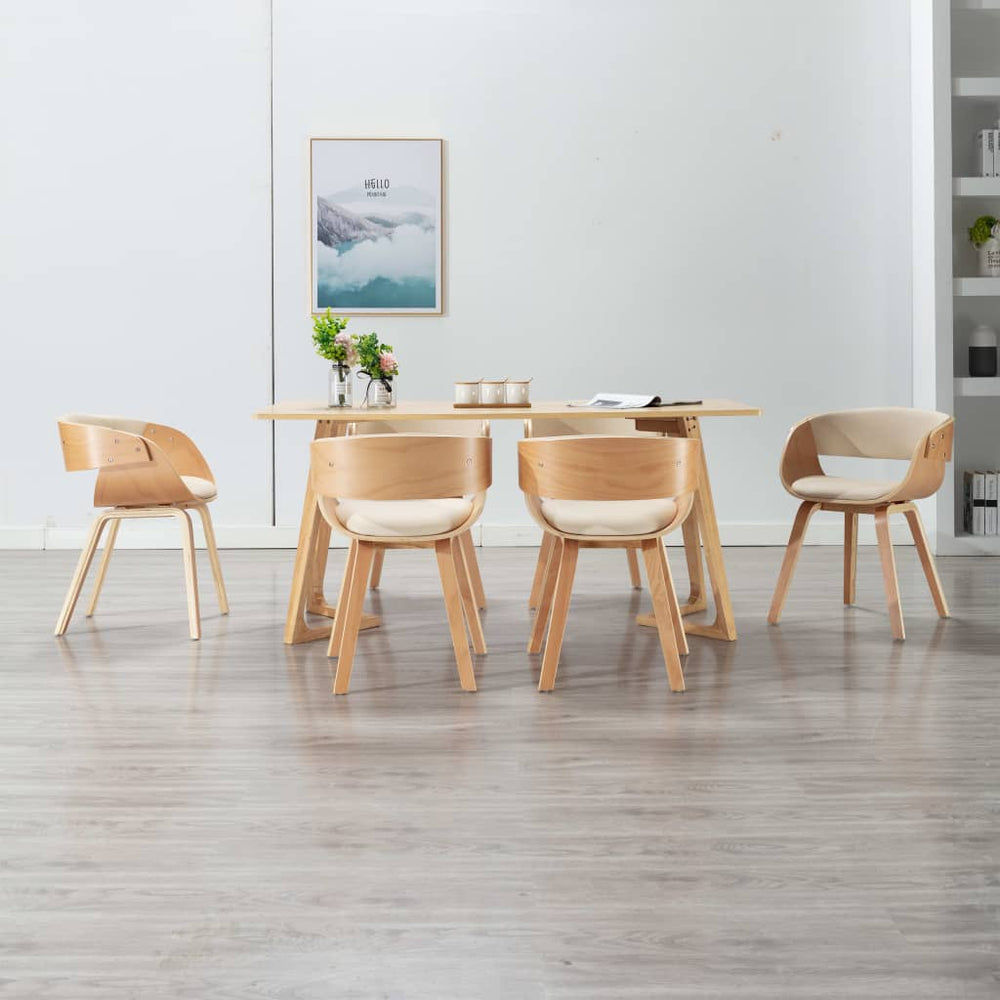vidaXL Dining Chairs 6 pcs Cream Bentwood and Faux Leather