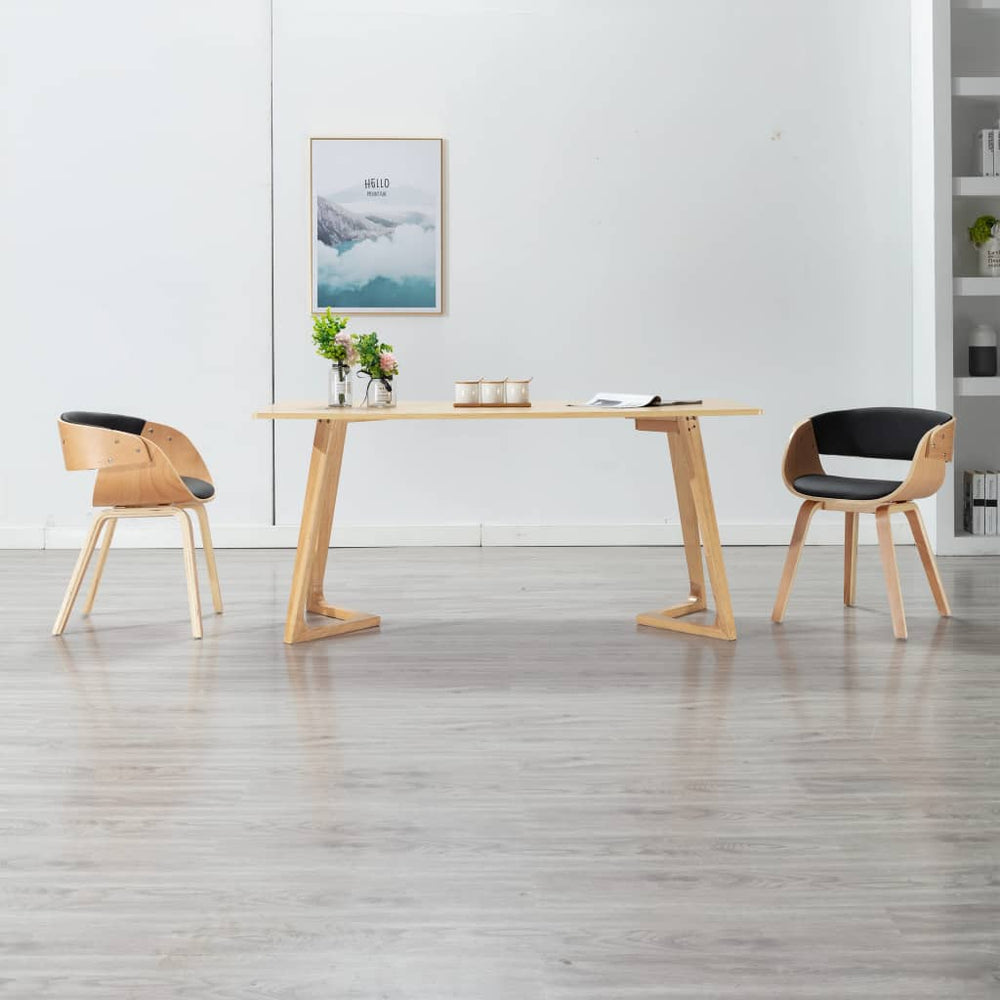 vidaXL Dining Chairs 2 pcs Black Bentwood and Faux Leather