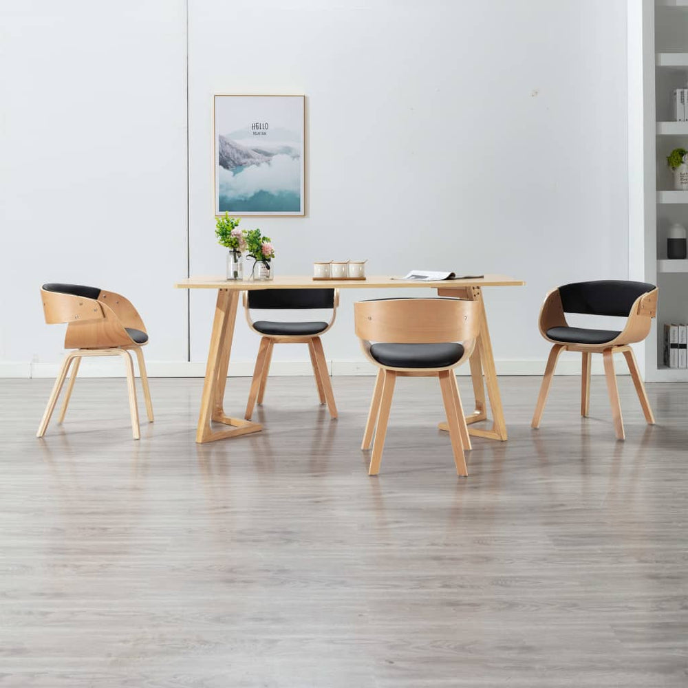 vidaXL Dining Chairs 4 pcs Black Bentwood and Faux Leather