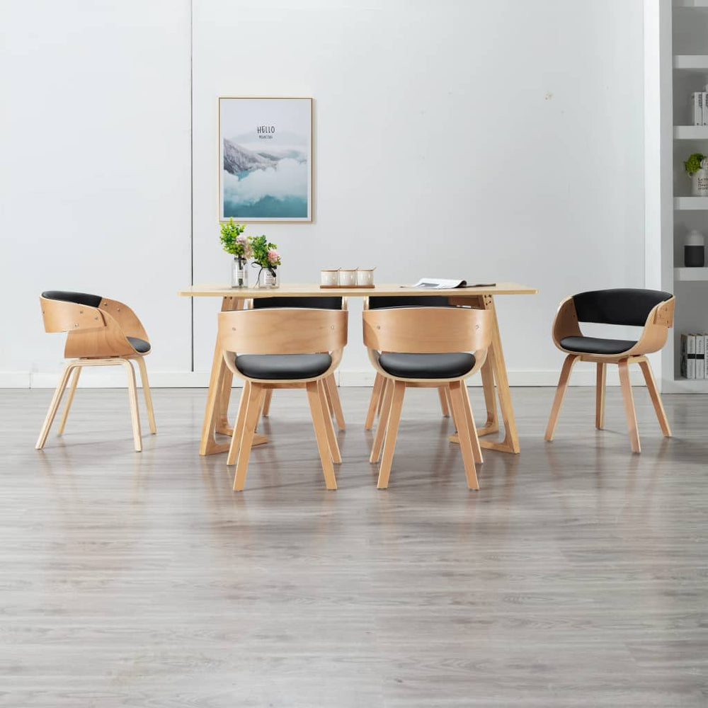 vidaXL Dining Chairs 6 pcs Black Bentwood and Faux Leather