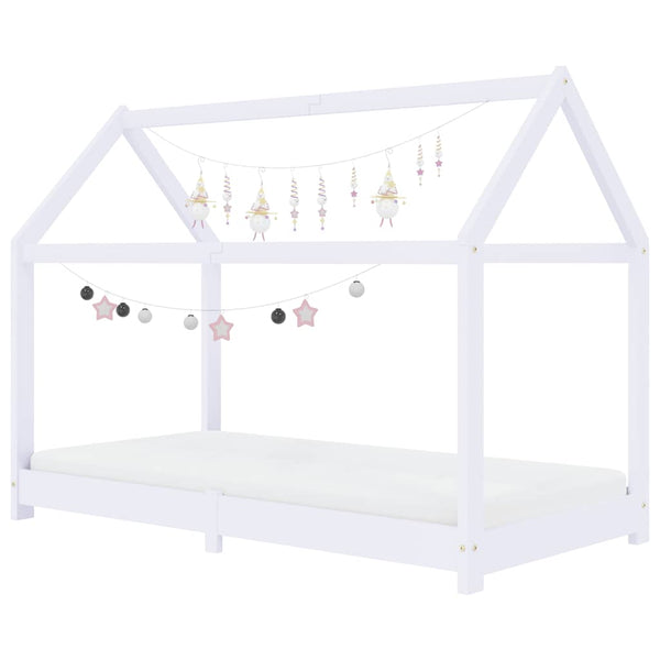 vidaXL Kids Bed Frame White Solid Pine Wood 70 x 140 cm