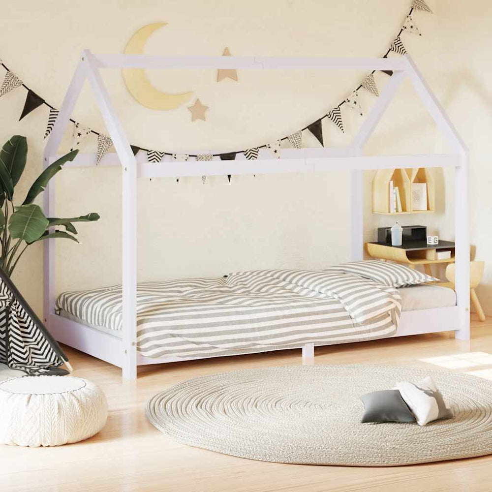 vidaXL Kids' Bed Frame White Solid Pine Wood 80 x 160 cm
