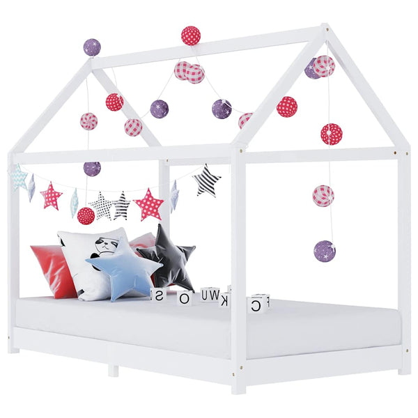 vidaXL Kids Bed Frame White Solid Pine Wood 90 x 200 cm