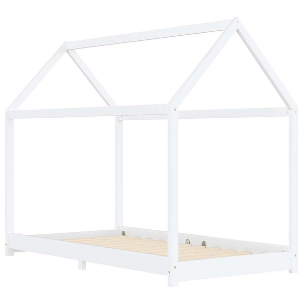 vidaXL Kids Bed Frame White Solid Pine Wood 90 x 200 cm