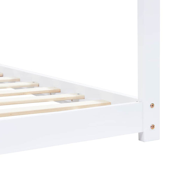 vidaXL Kids Bed Frame White Solid Pine Wood 90 x 200 cm