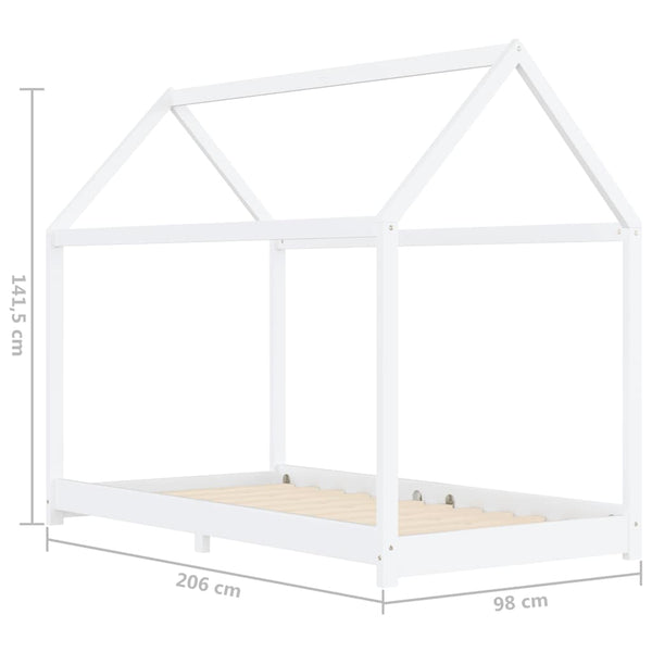 vidaXL Kids Bed Frame White Solid Pine Wood 90 x 200 cm