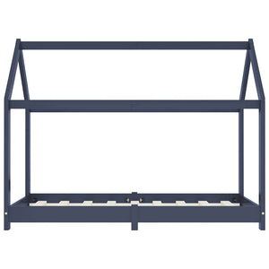 vidaXL Kids Bed Frame Grey Solid Pine Wood 70 x 140 cm