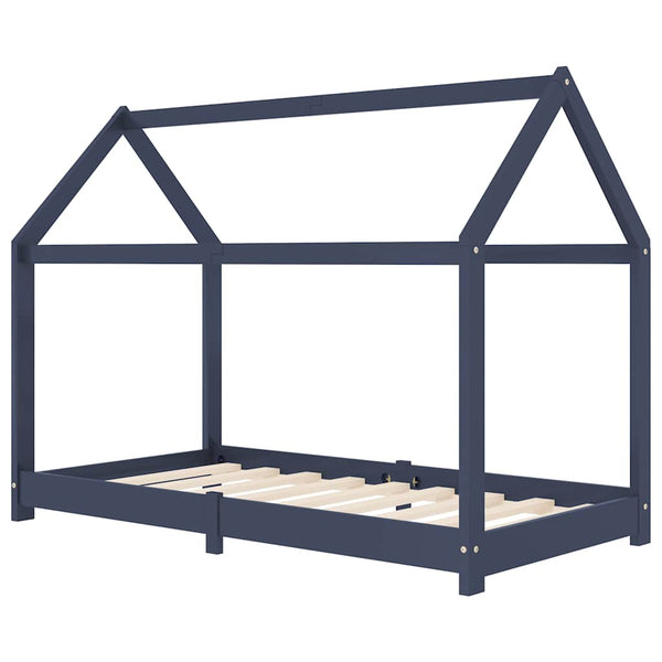 vidaXL Kids Bed Frame Gray Solid Pine Wood 80 x 160 cm