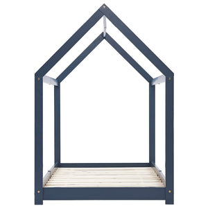 vidaXL Kids' Bed Frame Grey Solid Pine Wood 90 x 200 cm