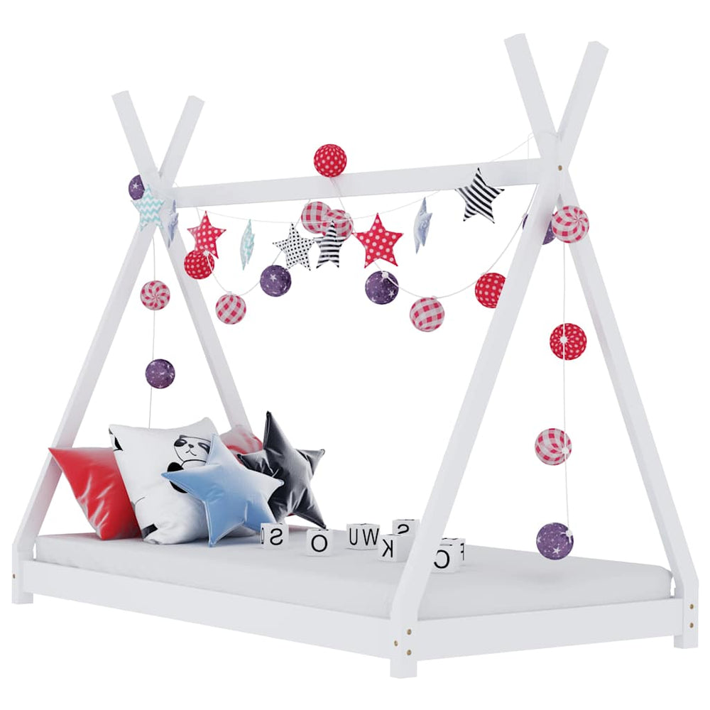 vidaXL Kids' Bed Frame White Solid Pine Wood 80 x 160 cm
