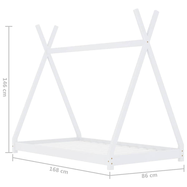 vidaXL Kids' Bed Frame White Solid Pine Wood 80 x 160 cm