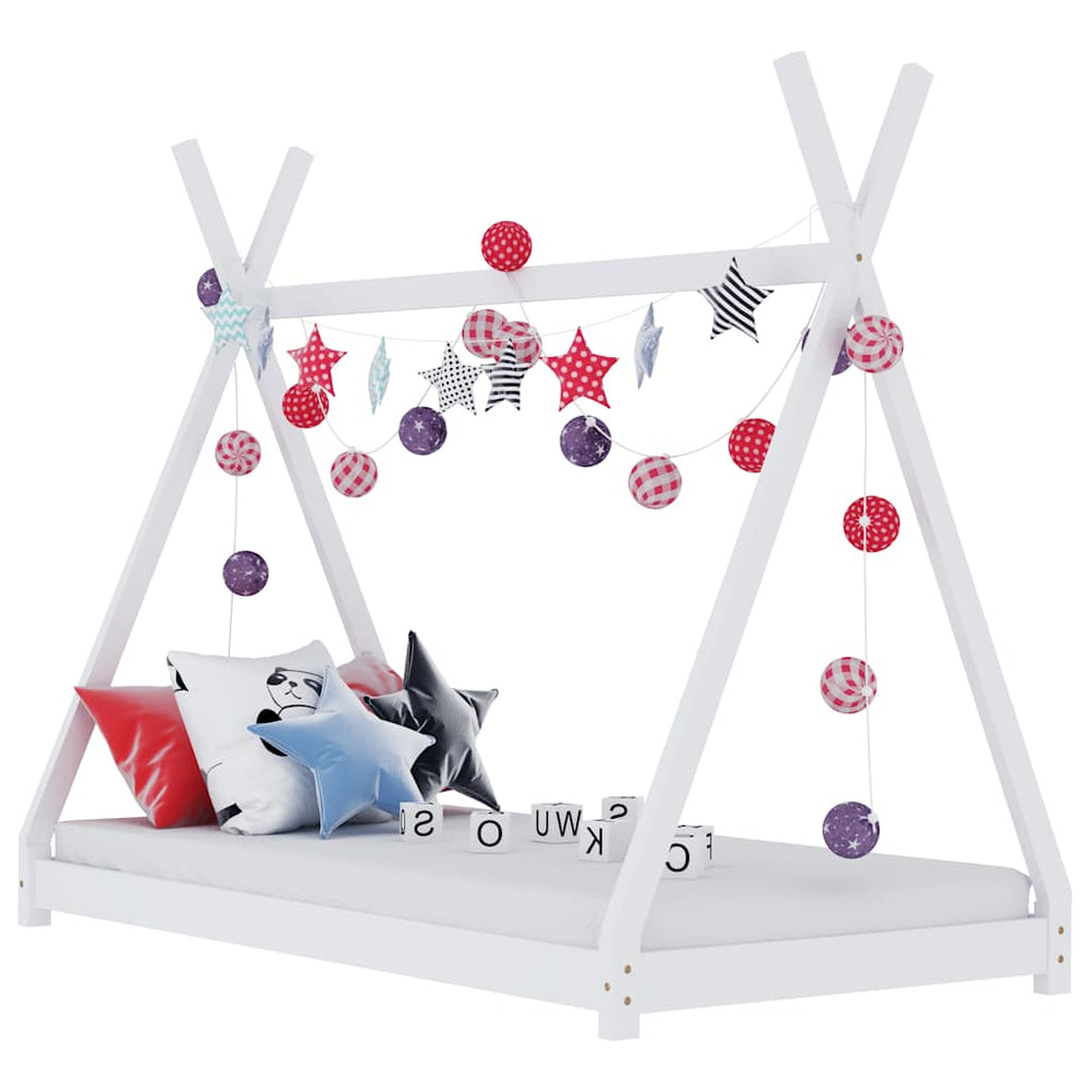vidaXL Kids Bed Frame White Solid Pine Wood 90 x 200 cm