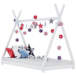 vidaXL Kids Bed Frame White Solid Pine Wood 90 x 200 cm