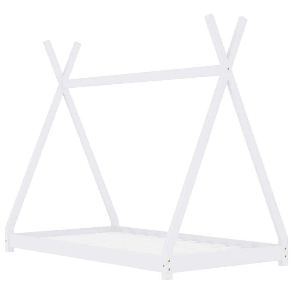 vidaXL Kids Bed Frame White Solid Pine Wood 90 x 200 cm