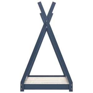 vidaXL Kids Bed Frame Gray Solid Pine Wood 80 x 160 cm
