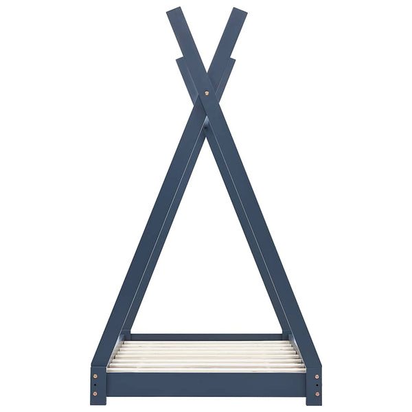 vidaXL Kids' Bed Frame Grey Solid Pine Wood 90 x 200 cm