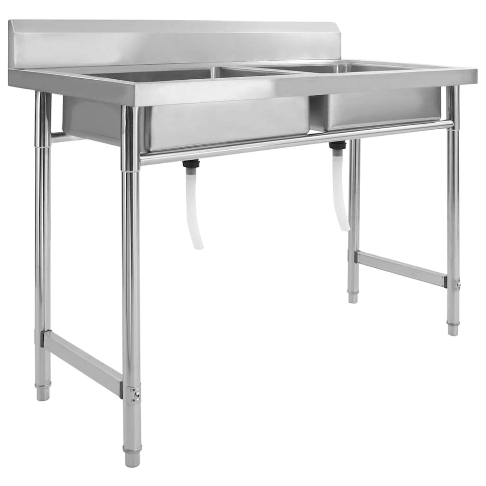 vidaXL Kitchen Sink Double Bowl Stainless Steel