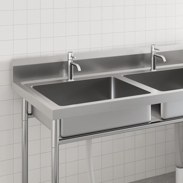 vidaXL Kitchen Sink Double Bowl Stainless Steel
