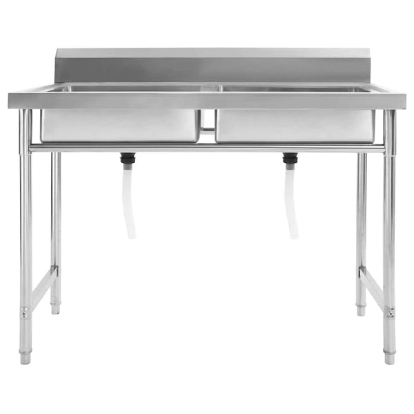 vidaXL Kitchen Sink Double Bowl Stainless Steel