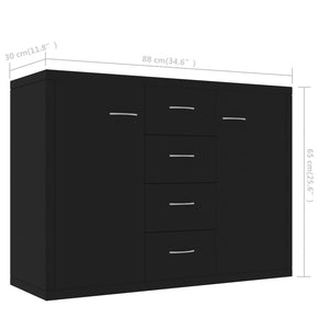 Schwarzes Sideboard 88 cm Holz
